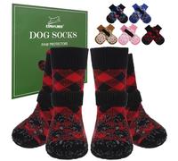 EXPAWLORER Dog Socks for Hot Pavement to Prevent Licking Paws, Anti Slip Doggie Booties Grippy Shoes for Hardwood Floors, Boots & Paw Protectors for Small Medium Large Senior Dogs Red Black M