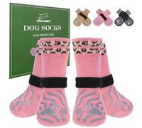 EXPAWLORER Dog Socks for Hot Pavement to Prevent Licking Paws, Anti Slip Doggie Grippy Booties Shoes for Hardwood Floors, Boots & Paw Protectors for Small Medium Large Senior Dogs Pink M