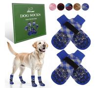 EXPAWLORER Dog Socks to Prevent Licking Paws, Pet Shoes for Hot Pavement, Anti-Slip Dog Booties for Hardwood Floors, Boots & Paw Protectors for Small Medium Large Senior Breeds, Blue Small