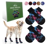 EXPAWLORER Dog Socks to Prevent Licking Paws, Pet Shoes for Hot Pavement, Anti-Slip Dog Booties for Hardwood Floors, Boots & Paw Protectors for Small Medium Large Senior Breeds, Pink&Blue Large