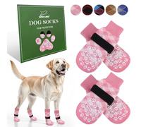 EXPAWLORER Dog Socks to Prevent Licking Paws, Pet Shoes for Hot Pavement, Anti-Slip Dog Booties for Hardwood Floors, Boots & Paw Protectors for Small Medium Large Senior Breeds, Pink Small
