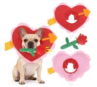 EXPAWLORER Dog Valentine's Day Costume Set - Cute Pet Outfit Set Including Red Heart Headwear & Rose Flower Toy Adjustable Headband for Small Medium Pet Holiday Birthday Wedding Party Dress up