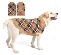 EXPAWLORER Fall Dog Sweater for Small Medieum Large Dogs, Knitted Pullover Turtleneck Cold Weather Classic Plaid Pet Clothes Sweatshirt Outfits for Winter, Girl/Boy Knitwear with Leash Hole Beige L