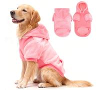 EXPAWLORER Flannel Basic Dog Hoodie - Winter Fall Warm Soft Fleece Sweater with Leash Hole and Pocket, Cold Weather Pet Clothes Coat Sweatshirt for Small Medium Large Dogs Puppy Cats Pink XL