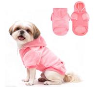 EXPAWLORER Flannel Basic Dog Hoodie - Winter Fall Warm Soft Fleece Sweater with Leash Hole and Pocket, Cold Weather Pet Clothes Coat Sweatshirt for Small Medium Large Dogs Puppy Cats Pink M