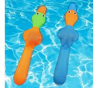 EXPAWLORER Floating Dog Water Pool Toys - 2 Pack Stuffed Duck Dog Toys Long, Pet Summer Essentials for Fetch & Training, Built-in Squeaky Ball Loud Sound for Small Medium Large Breeds