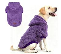 EXPAWLORER Fuzzy Sweaters, Double-Sided Plush Fleece Soft Dog Hoodie - Winter Coat, Sherpa Hooded Sweatshirt for Small to Large Dogs (Purple L)