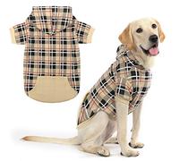 EXPAWLORER Plaid Dog Hoodie British Style - Tartan Pet Clothes Warm Dog Jumper with Lead Hole, Hooded Puppy Sweatshirt Cold Weather Clothing Outfit, Winter Coat for Small Medium Large Dogs, Beige XL