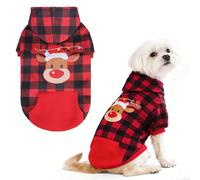 EXPAWLORER Plaid Dog Hoodie - British Style Warm Dog Sweater Shirt with Leash Hole,Pitbull Clothes Outfits,Winter Coat for All Breeds Puppy Girl Boy-Cat Apparel,Christmas Buffalo Check Medium