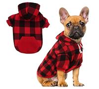 EXPAWLORER Plaid Dog Hoodie - British Style Warm Dog Sweater Shirt with Leash Hole,Pitbull Clothes Outfits,Winter Coat Apparel for All Breeds Puppy Girl Boy-Cat Apparel