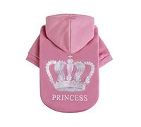EXPAWLORER Princess Dog Hoodie - Soft Dog Jumper Fleece Sweater Cold Weather Pet Clothes Sweatshirt, Pitbull Clothing Puppy Outfit Coat Apparel for Cat Small Medium Large Girl Dogs, L