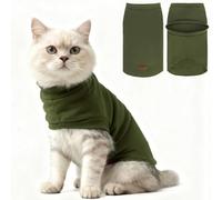 EXPAWLORER Soft Cat Sweater - Sweaters for Cats Only Warm Kitten Clothes, Fall and Winter Pet Coat Pullover Design, Fleece Sweatshirt Clothing Also for Puppy Small Dogs, Army Green S