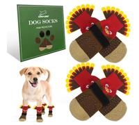 EXPAWLORER Thanksgiving Anti Slip Dog Socks to Prevent Licking Paws,Boots & Paw Protectors with Grippers,Doggie Booties for Hardwood Floors for Small Medium Large Senior Dogs Lifelike Costume Turkey S