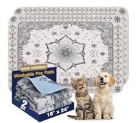 EXPAWLORER Washable Pee Pads for Dogs - 2 Pack Waterproof & Leakproof Reusable Puppy Training Pad, Nonslip Potty Pads for Floor, Crate, Couch Whelping Mats Litter Mat Grey 18"x24"