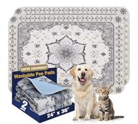 EXPAWLORER Washable Pee Pads for Dogs - 2 Pack Waterproof & Leakproof Reusable Puppy Training Pad, Nonslip Potty Pads for Floor, Crate, Couch Whelping Mats Litter Mat Grey 24"x36"