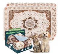 EXPAWLORER Washable Pee Pads for Dogs - 2 Pack Waterproof & Leakproof Reusable Puppy Training Pad, Nonslip Potty Pads for Floor, Crate, Couch Whelping Mats Litter Mat Khaki 18"x24"