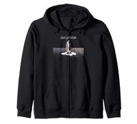 Expect Delays In Caring Penguin On Ice Floe Dithered Graphic Zip Hoodie