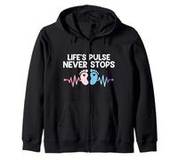 Expectant Mother LIFE'S PULSE NEVER STOPS Soon to be Mom Zip Hoodie