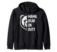 Expectant Mother MAMA BEAR ON DUTY Funny Soon Mum Zip Hoodie