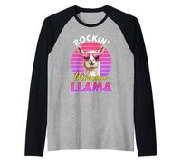 Expectant Mother Rockin' Mama Llama Funny Soon to be Mom Raglan Baseball Tee