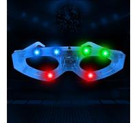 EXPECTRO 1Pc LED Glasses, Neon Light Up Glasses, Festival Accessories, Shutter Shades, Flashing Rave Glasses, Glow In The Dark Party Glasses for Adults (Blue 1X)