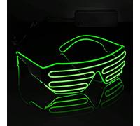 EXPECTRO Neon LED Glasses - Festival Shutter Shades, Flashing Rave & Glow In The Dark Party Glasses for Adults (Elwire Green)