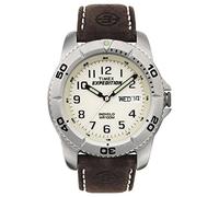 Expedition Timex Men's Quartz Strap Watch with Yellow Dial Analogue Display and Brown Leather