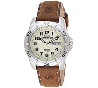 Expedition Timex Men's Quartz Strap Watch with Yellow Dial Analogue Display and Brown Leather