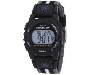 Expedition Timex Women's Quartz Strap Watch with LCD Dial Chronograph Display and Black Fabric and Canvas