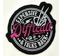 Expensive Difficult and Talks Back Patch Funny Skeleton Sarcastic Embroidered Patches for Backpack, Hat, Jackets, Iron On Sew On, Uniform DIY Embroidery PVC Patches Gift Accessories for Him Her 3 Inch