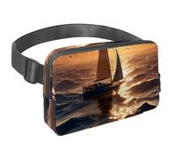Experience Freedom on The Go with our Travel Waist Pack, Crossbody Bag for Running, Hiking, Cycling, Tailor-Made for Men and Women, Sailboat Sunset View