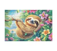 Experience Fun And Relaxation with Sloth Flower Forest Wildlife Wild Nature Rural Beautiful Serene 1000 Piece Adult Puzzle Stimulating And Perfect for Pastimes 1000 PCS（75x50cm）
