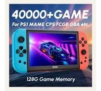 Experience Retro Gaming X80 Handheld Console 40000+Classic Games 128G Memory For PS1 MAME CPS FCGB 7.0" Screen Children's Gift Blue-red