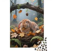 Experience The Wonder of Lop-eared Rabbit - 1000 Piece Wooden Jigsaw Puzzle for A Mind-Bending Challenge - Fun for The Whole Family