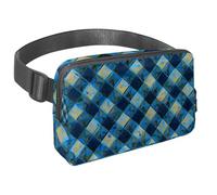 Experience Ultimate Comfort with our Travel Waist Pack, The Multi-Purpose Fanny Bag with Adjustable Strap, Perfect for Hiking and Cycling, Blue Checkerboard Pattern