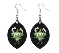Experiment And Weeds Printed Wooden Earrings for Women Trendy Lightweight Charms Pendant Jewelry Love