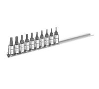 Expert 1/4in Drive TORX Socket Set 10 Piece TX6 to TX30 On A Rail BRIE030703B