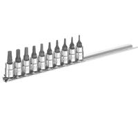 Expert 1/4in Drive TORX Socket Set 10 Piece TX6 to TX30 On A Rail BRIE030703B