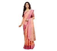 Expert E-commerce Services Womens New Latest Collection Kanjivaram Banarasi Cotton Linen Soft Silk Saree With Contrast Blouse, Gajri, 5.5 Meters