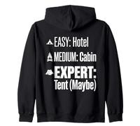 Expert Tent Camping Humor Easy Hotel Medium Cabin Graphic Zip Hoodie