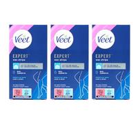 Expert™ Wax Strips for Sensitive Skin, with Almond Oil, Legs & Body, 20 Strips + 2 Wipes, Pack of 3