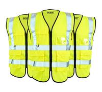Expert Workwear 3 X Hi Vis Executive Vest High Visibility Zipper Front Mobile Phone & ID Pocket Waistcoat Viz Yellow Orange Two Tone EN471 Bulk (3 Pack)