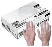 Expert Workwear Clear Vinyl Disposable Gloves Multi-Purpose Latex Free & Powder Free Blue Black - Box of 100 (Clear, M (Pack of 100))