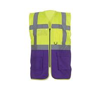 Expert Workwear Coloured Hi Vis Executive Vest High Viz Vests Zip with Pockets - 18 Colours (XL, Yellow/Purple)