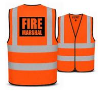 Expert Workwear Fire Marshal Vest Hi Vis High Visibility Printed Safety Viz Waistcoat (2XL, Orange)