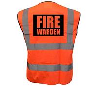 Expert Workwear Fire Warden Vest Hi Vis High Visibility Logo Printed Safety Viz Waistcoat (L, Orange)