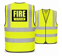 Expert Workwear Fire Warden Vest Hi Vis High Visibility Logo Printed Safety Viz Waistcoat (XL, Yellow)