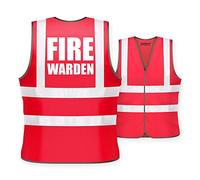 Expert Workwear Fire Warden Vest Hi Vis High Visibility Printed Safety Viz Waistcoat