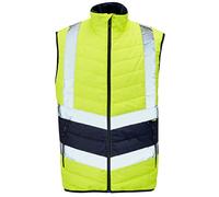 Expert Workwear Hi Vis 2 Tone Puffer Body Warmer High Visibility Lightweight Waistcoat Gilet Warm Quilted Sleeveless Viz Bodywarmer All Season