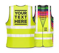 Expert Workwear Hi Vis Personalised Vest Safety Reflective Waistcoat Custom Printed Security Hi Viz (5XL, Yellow)